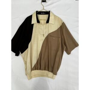 VINTAGE Alan Stuart polo shirt men's SIZE XL in beige.
